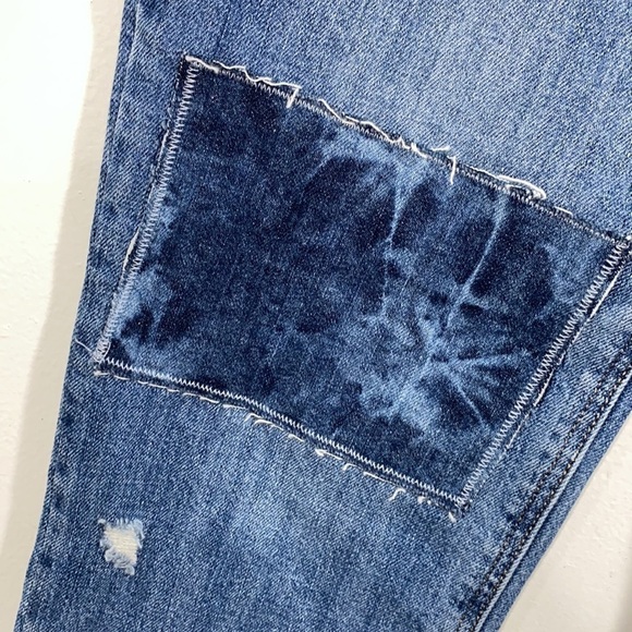Old Navy jeans boyfriend Adele distressed patchwork tie dye size 0 stretch - Picture 3 of 10